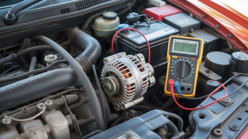 Testing a Honda Civic alternator and battery with a multimeter to see if a bad alternator can kill a Civic battery.