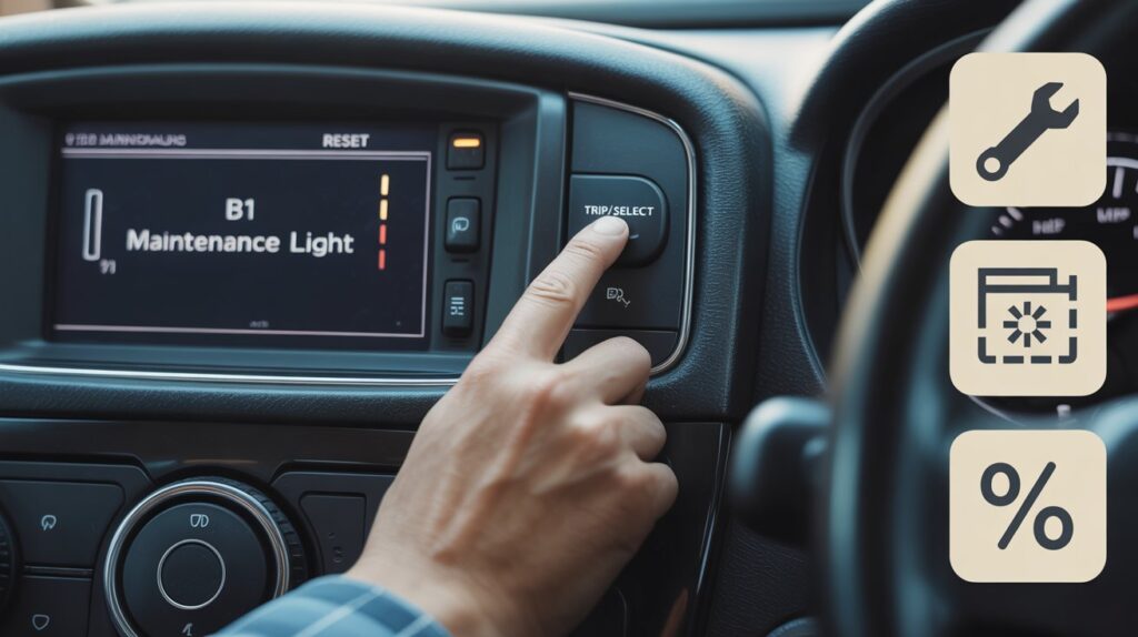 How Do You Reset the Honda B1 Service Light? Driver pressing dashboard buttons to clear maintenance minder on Honda Accord EV