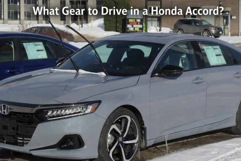 Honda Accord sedan parked in winter with windshield wipers up, showing what gear to drive in a Honda Accord for safe driving.