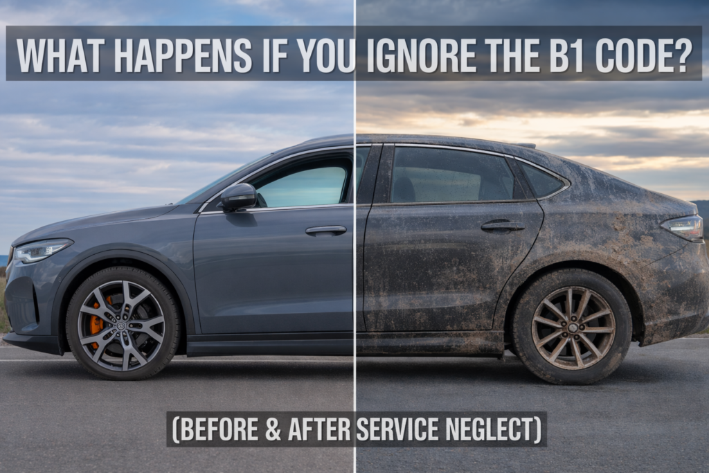 Honda vehicle showing consequences of ignoring B1 service, illustrating What Happens If You Ignore the B1 Code? clearly now.!