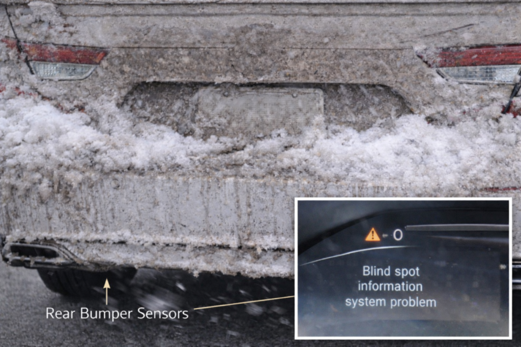 Honda Accord blind spot system not working due to dirt blocking rear bumper sensors in real driving conditions
