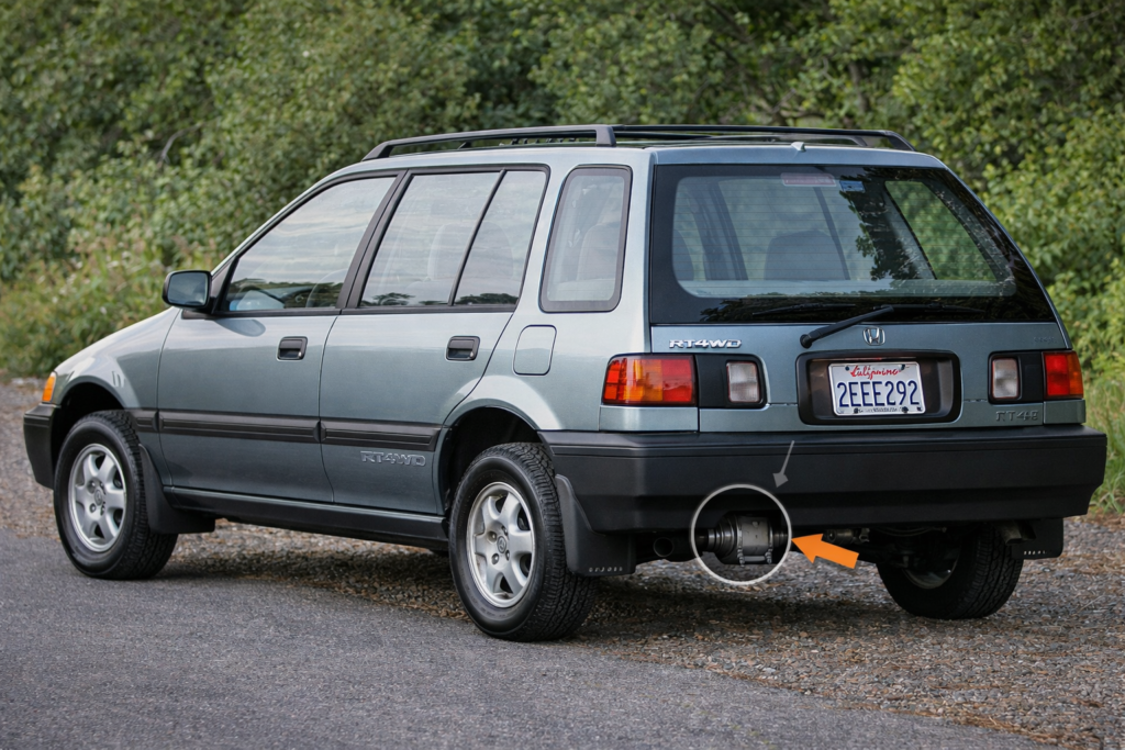 Has Honda Ever Offered an AWD Honda Civic? 1988–1991 Civic Wagon RT4WD shown with rear differential highlighted.