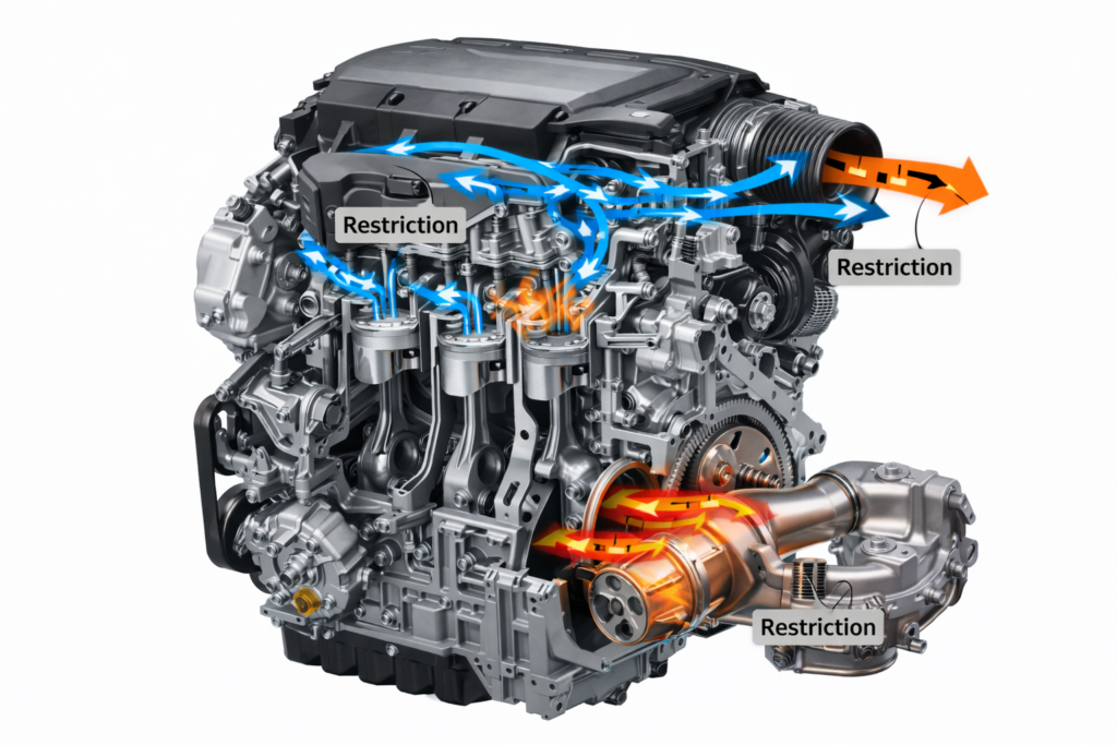 Honda 3.5L J35 V6 engine cutaway showing airflow, intake and exhaust paths explaining what makes the 3.5L J35 V6 strong or limited.