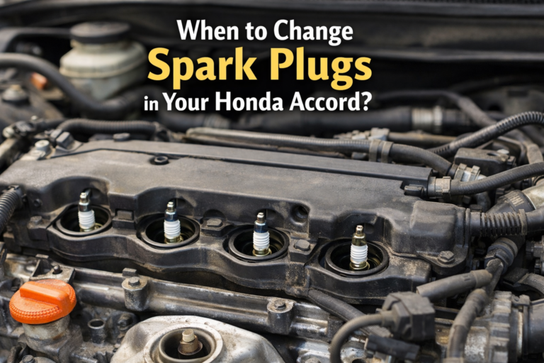 Honda Accord engine bay with visible spark plugs, showing when to change spark plugs in a Honda Accord for smooth performance.