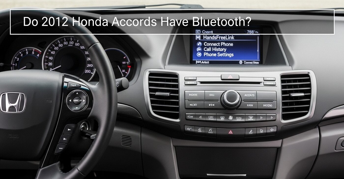 Do 2012 Honda Accords Have Bluetooth? Interior dashboard view showing infotainment screen and HandsFreeLink phone connection menu.