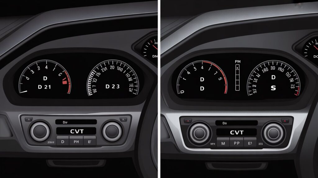 Dashboard comparison showing D, S, D2 and D3 modes explaining what gear to drive in a Honda Civic for better control and efficiency
