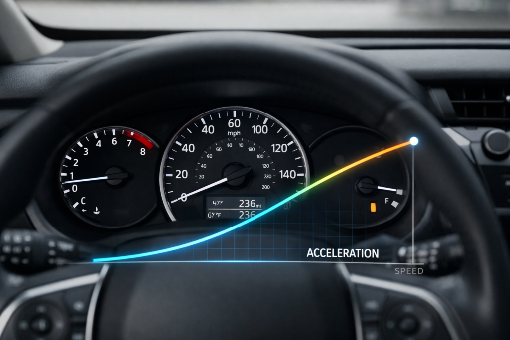 Smooth acceleration graph over dashboard showing CVT behavior in Honda Accord, explaining Do Honda Accords Have CVT Transmissions clearly
