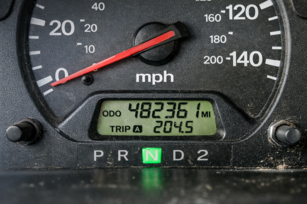 Close-up of Honda Civic odometer showing 480,000+ miles, highlighting what is the maximum mileage a Honda Civic can reach realistically
